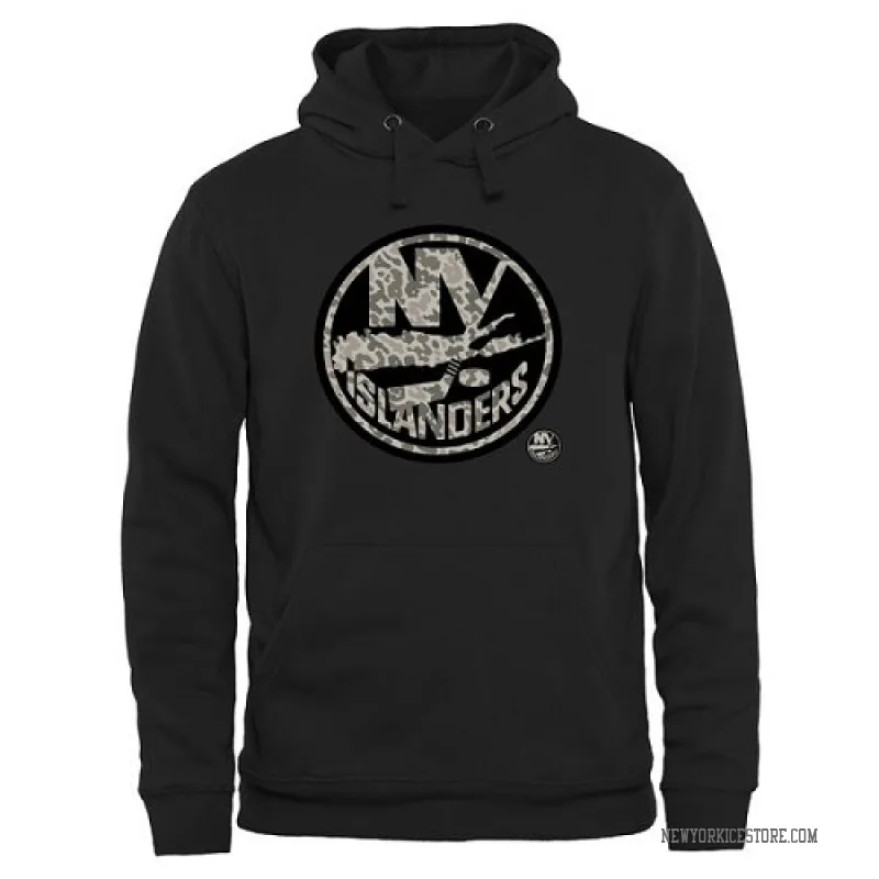 Black Men's New York Islanders Rink Warrior Pullover Hoodie