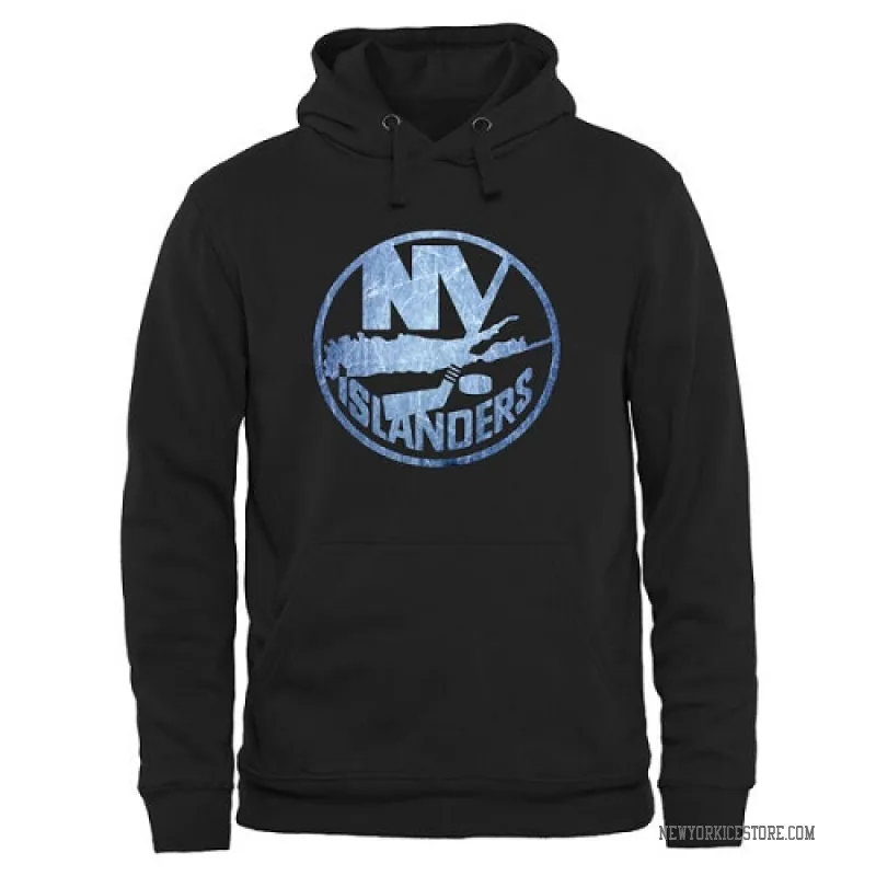 Black Men's New York Islanders Rinkside Pond Hockey Pullover Hoodie - -