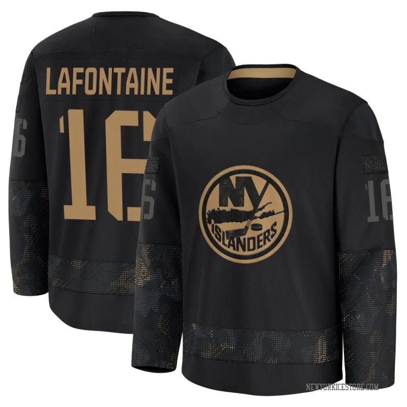 Black Men's Pat LaFontaine New York Islanders Premium 2024 Military Appreciation Practice Jersey