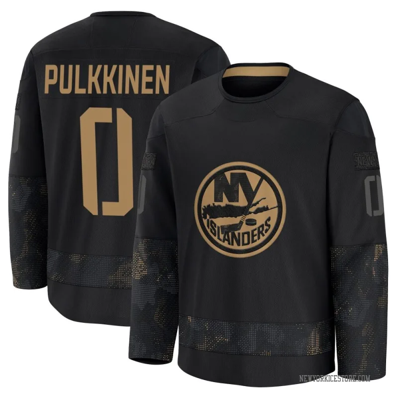 Black Youth Jesse Pulkkinen New York Islanders Premium 2024 Military Appreciation Practice Jersey