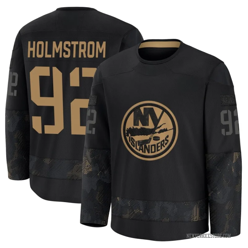 Black Youth Simon Holmstrom New York Islanders Premium 2024 Military Appreciation Practice Jersey