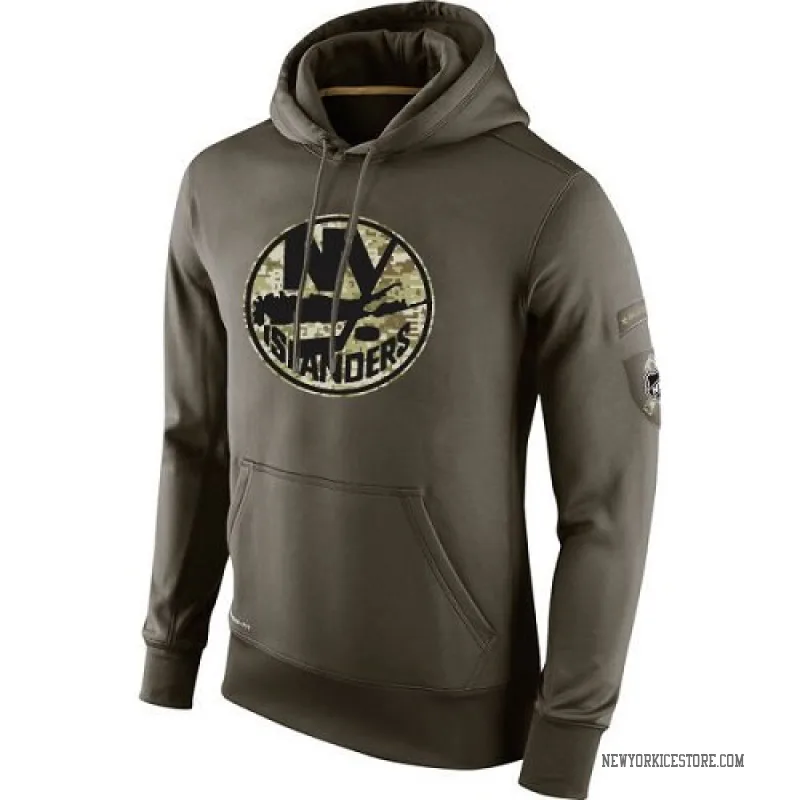 Olive Men's New York Islanders Salute To Service KO Performance Hoodie