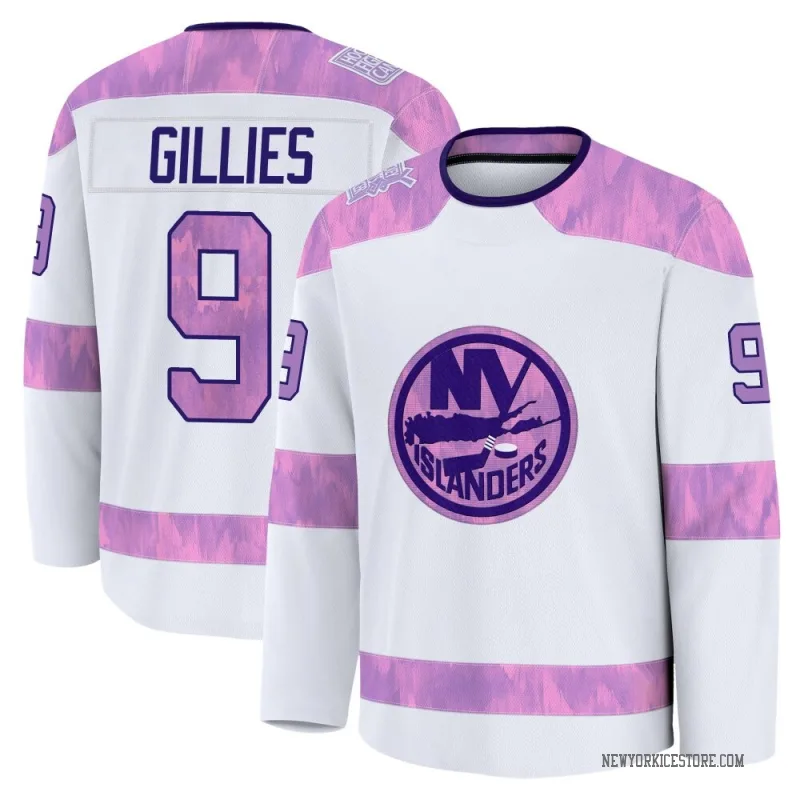 White Men's Clark Gillies New York Islanders Premium 2024 Hockey Fights Cancer Practice Jersey