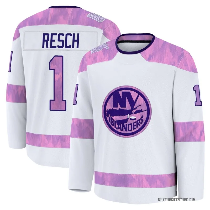 White Men's Glenn Resch New York Islanders Premium 2024 Hockey Fights Cancer Practice Jersey