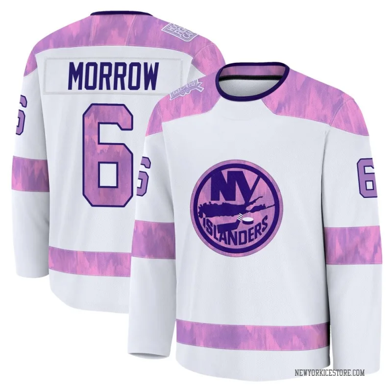 White Men's Ken Morrow New York Islanders Premium 2024 Hockey Fights Cancer Practice Jersey