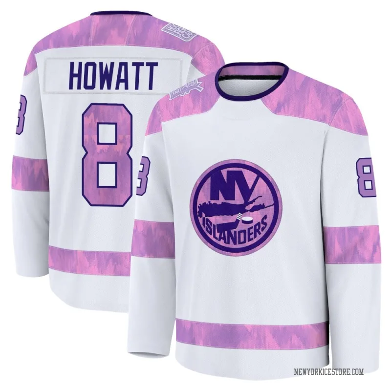 White Youth Garry Howatt New York Islanders Premium 2024 Hockey Fights Cancer Practice Jersey