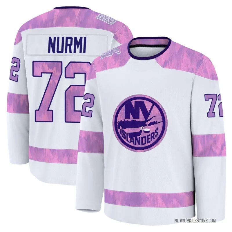 White Youth Jesse Nurmi New York Islanders Premium 2024 Hockey Fights Cancer Practice Jersey