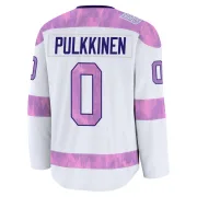 White Youth Jesse Pulkkinen New York Islanders Premium 2024 Hockey Fights Cancer Practice Jersey