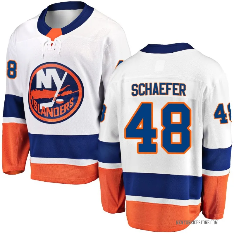 White Youth Matthew Schaefer New York Islanders Breakaway Away Jersey