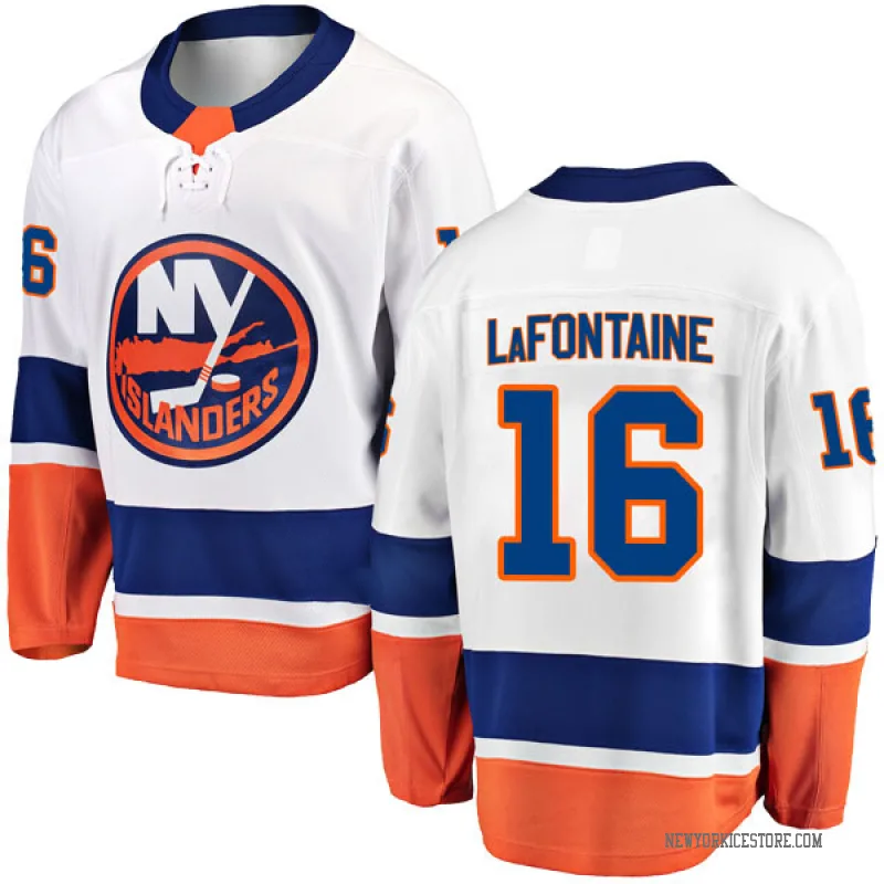 White Youth Pat LaFontaine New York Islanders Breakaway Away Jersey