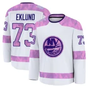 White Youth Victor Eklund New York Islanders Premium 2024 Hockey Fights Cancer Practice Jersey