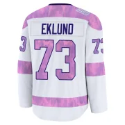 White Youth Victor Eklund New York Islanders Premium 2024 Hockey Fights Cancer Practice Jersey