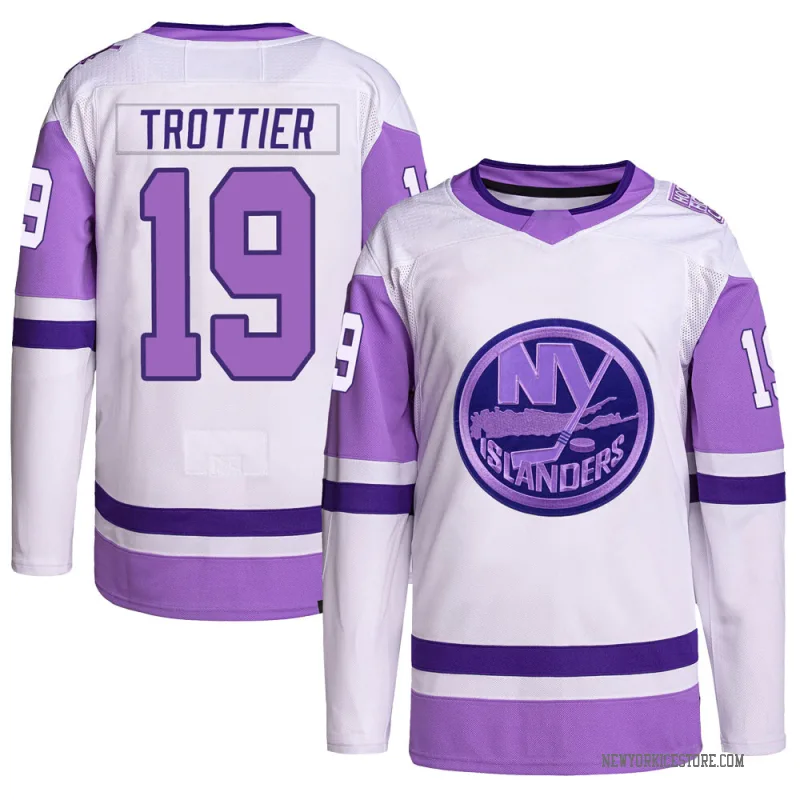 White/Purple Men's Bryan Trottier New York Islanders Authentic Hockey Fights Cancer Primegreen Jersey