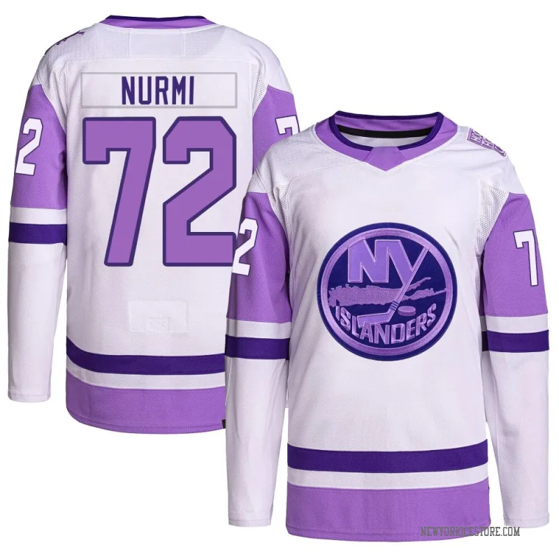 White/Purple Men's Jesse Nurmi New York Islanders Authentic Hockey Fights Cancer Primegreen Jersey