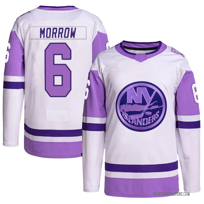 White/Purple Men's Ken Morrow New York Islanders Authentic Hockey Fights Cancer Primegreen Jersey