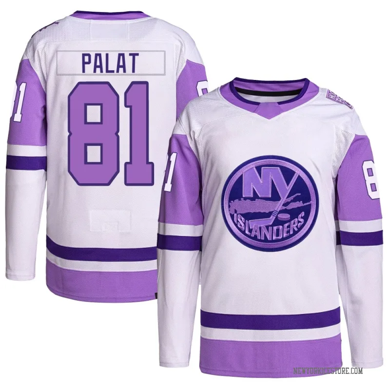 White/Purple Men's Ondrej Palat New York Islanders Authentic Hockey Fights Cancer Primegreen Jersey