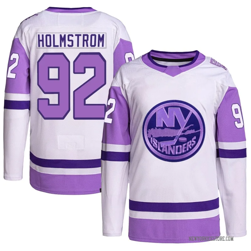 White/Purple Men's Simon Holmstrom New York Islanders Authentic Hockey Fights Cancer Primegreen Jersey