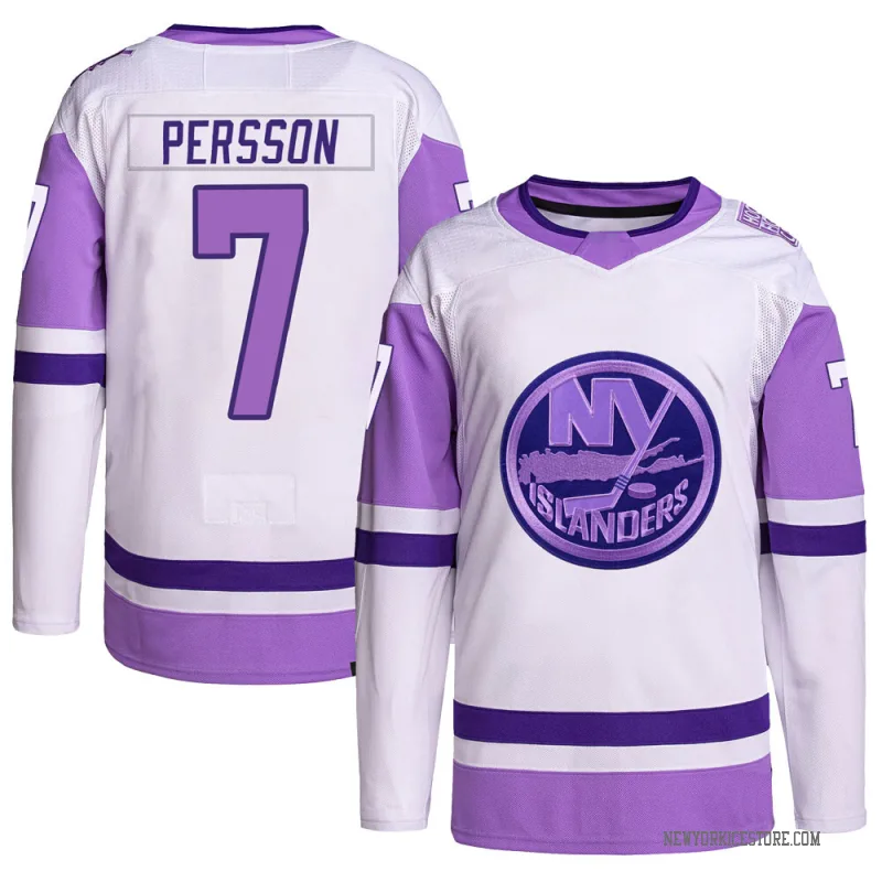White/Purple Men's Stefan Persson New York Islanders Authentic Hockey Fights Cancer Primegreen Jersey