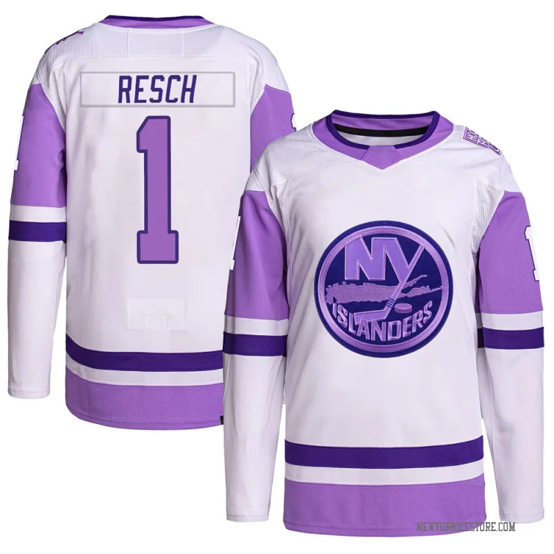 White/Purple Youth Glenn Resch New York Islanders Authentic Hockey Fights Cancer Primegreen Jersey