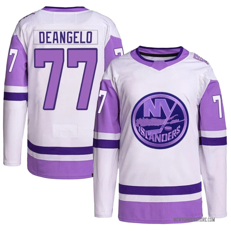 White/Purple Youth Tony DeAngelo New York Islanders Authentic Hockey Fights Cancer Primegreen Jersey